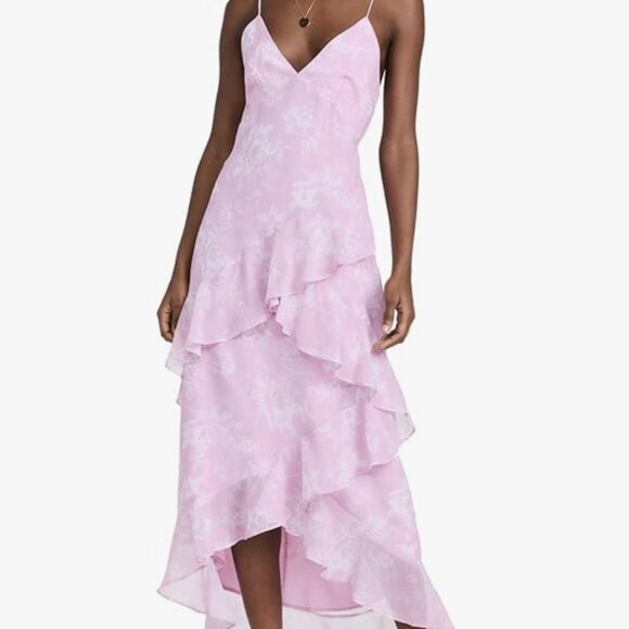 WAYF Women's Open Back Ruffle Hem Midi Dress - Picture 1 of 4